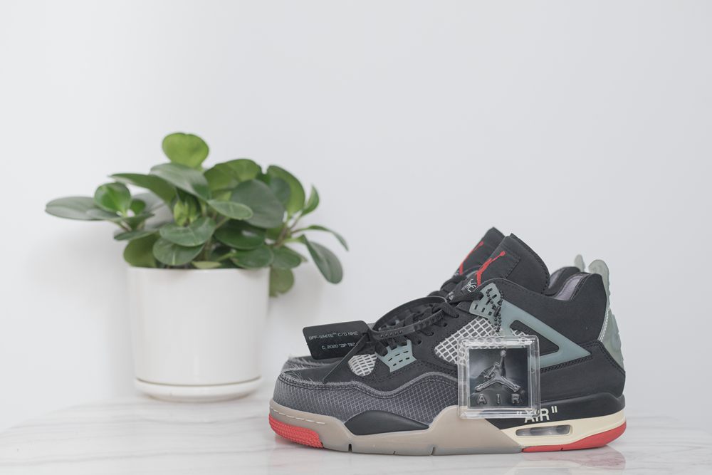 OFF-White x Air Jordan 4 Bred BLACK RED