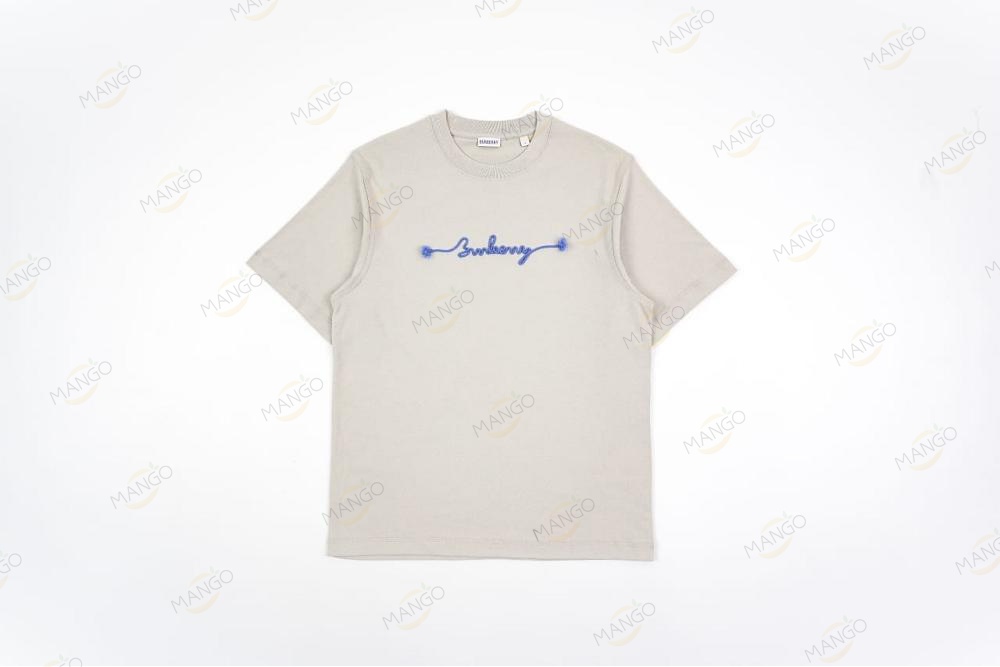 Burberry Blue Cord Embroidery T-shirt Beige（KN）